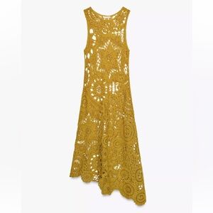 Zara Mustard Crochet Midi Dress